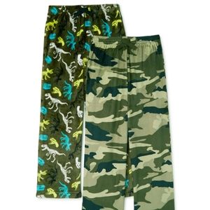 Boy's soft dinosaur and camo pj bottoms-Husky L(10-12)